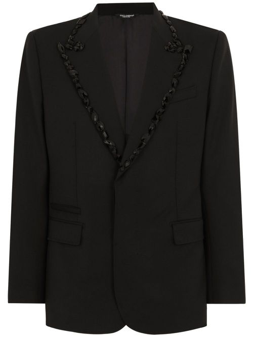 Rhinestone-embellished single-breasted blazer - Black
