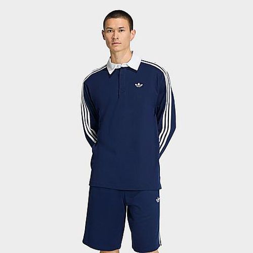 Men's Originals 3-Stripes Rugby Long-Sleeve Polo Shirt in Night Indigo 