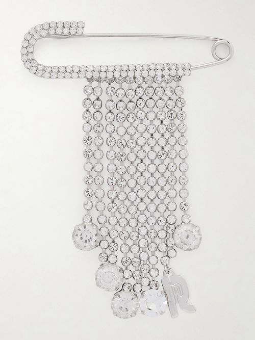 Silver-tone Crystal Brooch - One size