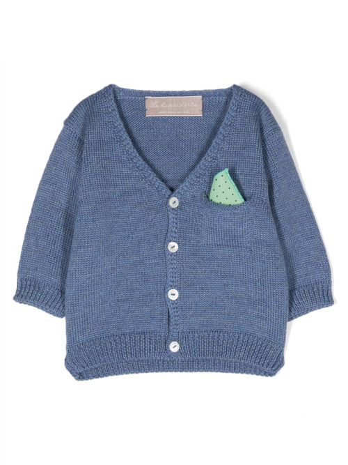 V-neck button-down cardigan - Blue