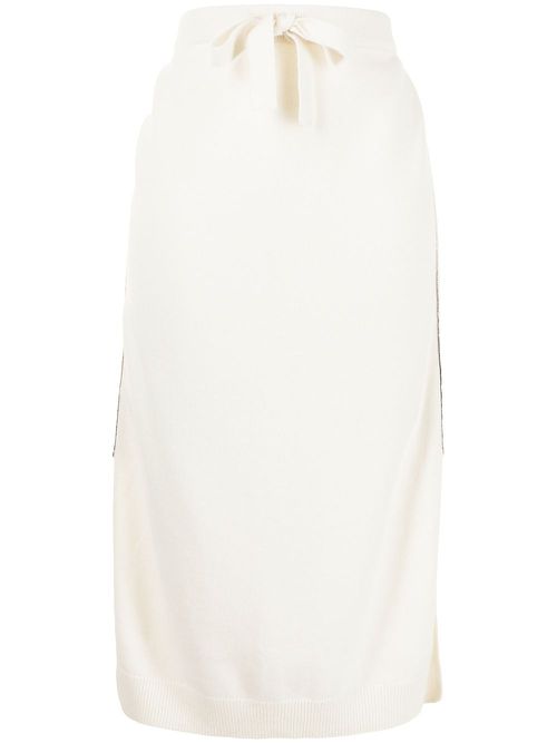 Midi cashmere skirt - White