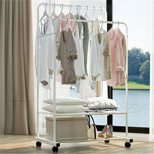 TEMU Clothes Rack With Wheels, Free-standing Clothes Hanger Drying Rack Metal Garment Hanger Rail For Entryway, Bedroom, Living Roo