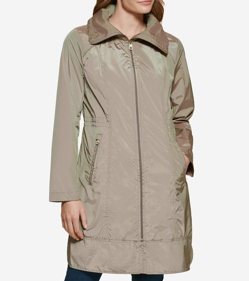 Women's Packable Travel Rain Jacket - Beige