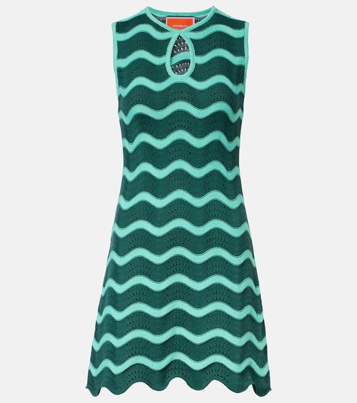 Wavy crochet keyhole cotton minidress