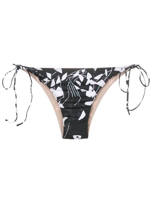Abstract-pattern stretch bikini-bottoms - Black