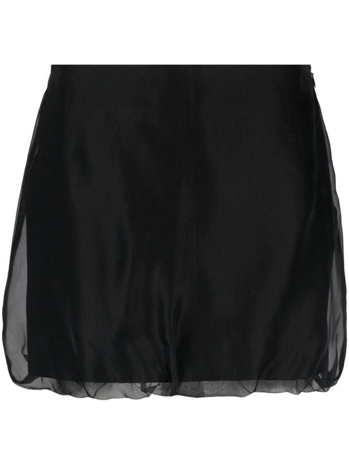 Satin-finish silk miniskirt - Black
