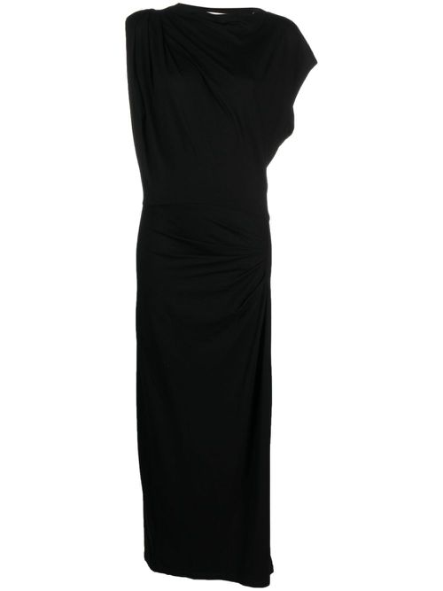 Cowl-neck side-drape maxi dress - Black