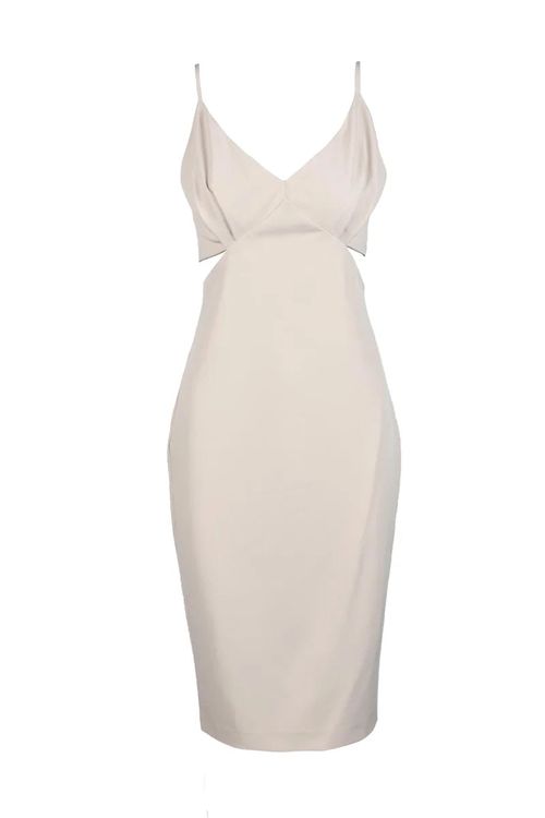 Beige Sheath Dress Stretch