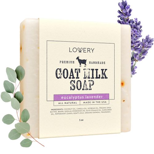 Handmade Goat Milk Soap Bar With Organic Shea Butter - Eucalyptus Lavender Scent