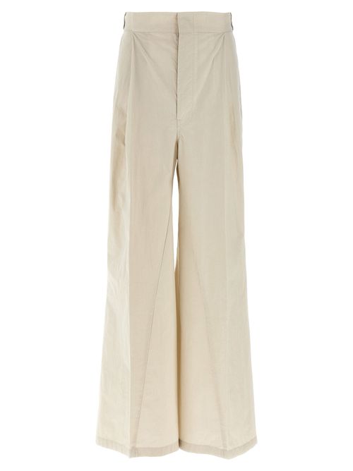 Wide-Leg Cotton Blend Trousers — Cream