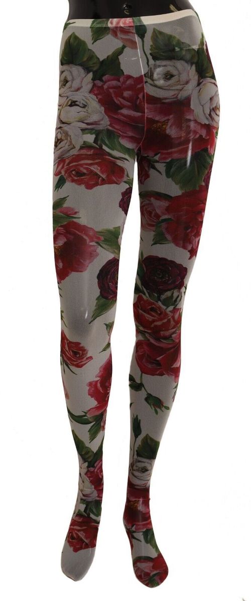 Floral-Print Nylon Leggings — White