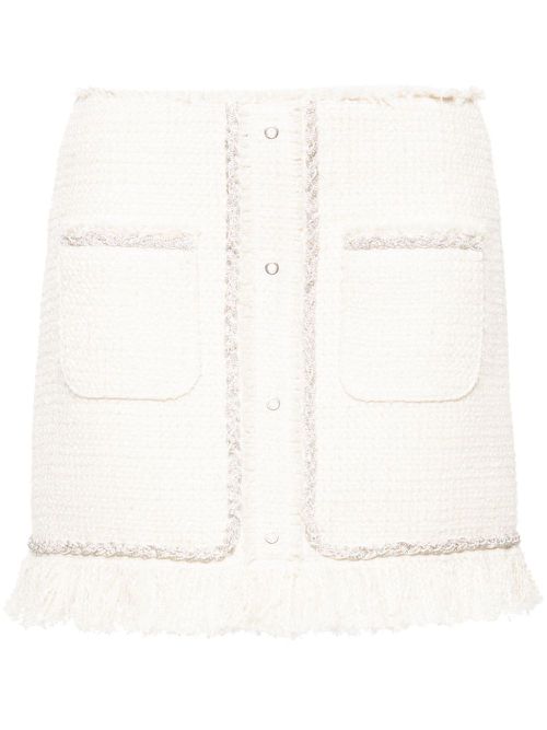 Crystal-embellished bouclé mini skirt - Neutrals
