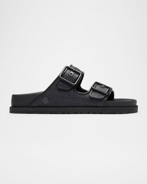 Arizona Raffia Dual-Buckle Slide Sandals