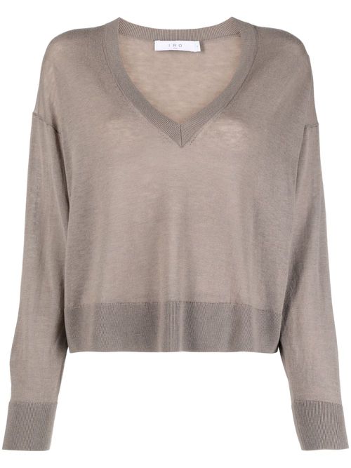 Fine-knit V-neck jumper - Grey