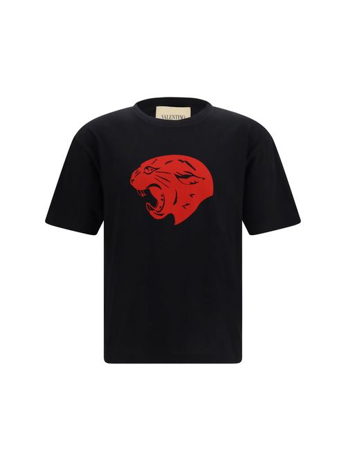 Panther-Print T-Shirt — Black