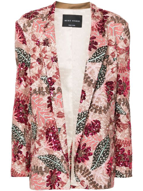 Embroidered single-breasted blazer - Pink