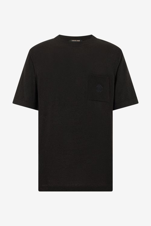 Black Knit T-shirt With Monogram Rc