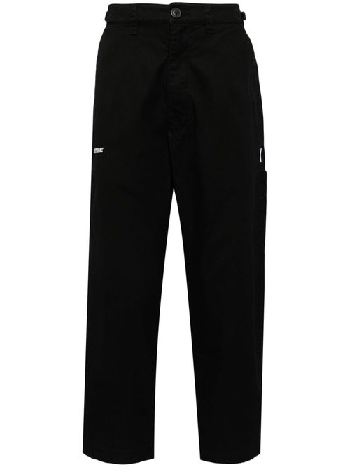 Logo-embroidered casual trousers - Black