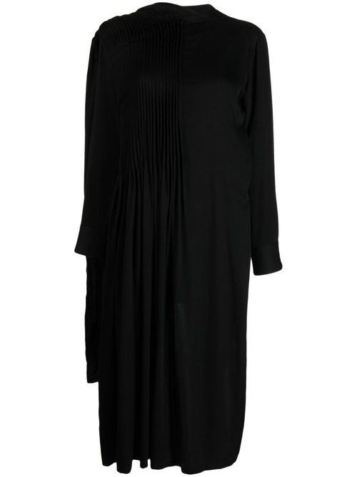 Draped asymmetric midi dress - Black