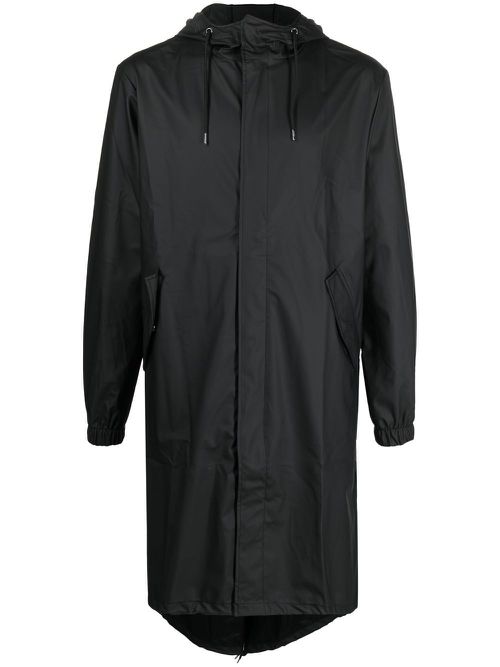 Zip-up hooded raincoat - Black