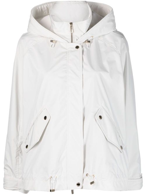 Hooded z ip-up coat - White