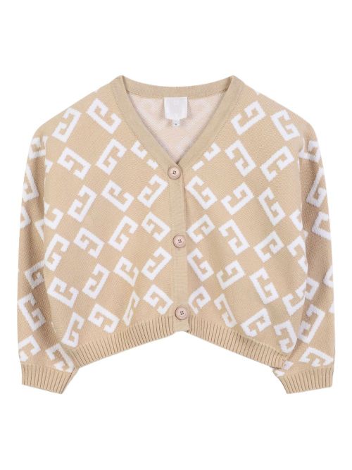 Mini V-Neck Sweater with Jacquard Logo Motif