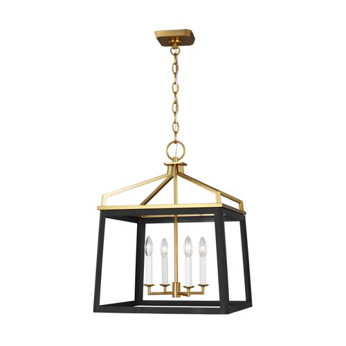 Carlow 4-Light Chandelier in Midnight Black And Burnished Brass by Chapman & Myer