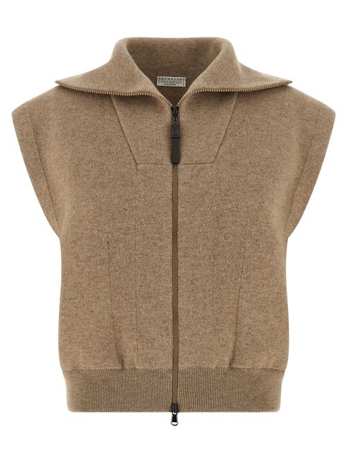 Shiny Zipper Pull Vest