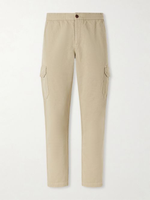 Tapered Cotton and Linen-Blend Trousers - Men - Neutrals