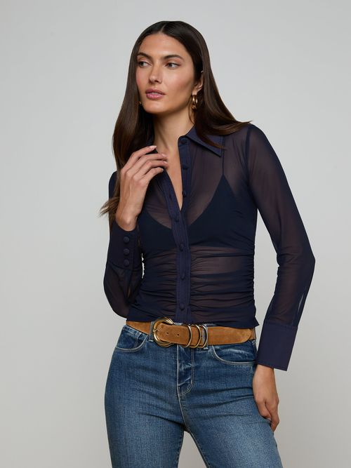 Isola Mesh Blouse In Midnight