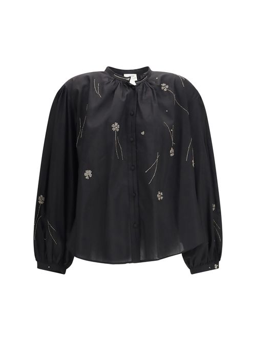 Embroidered Voile Shirt — Black
