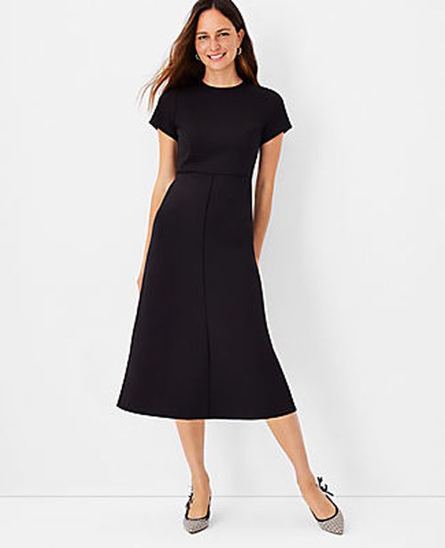 Ann Taylor The Petite Midi Flare Dress in Double Knit