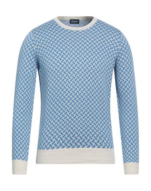 Man Sweater Azure Size 36 Cotton, Linen, Polyester