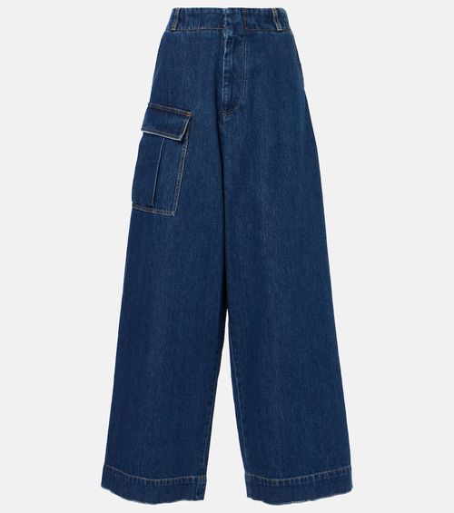 High-rise denim wide-leg pants