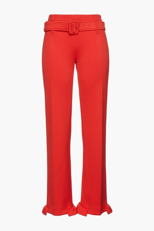 Ruffle-trimmed stretch-jersey straight-leg pants - Orange - IT 38