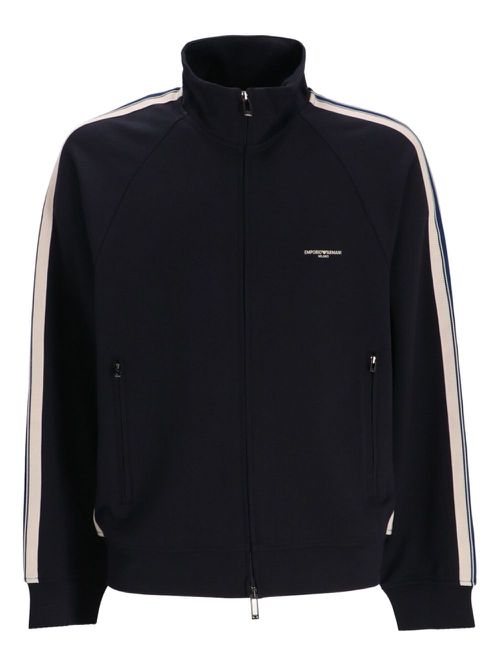 Side-stripe zip-up track jacket - Black