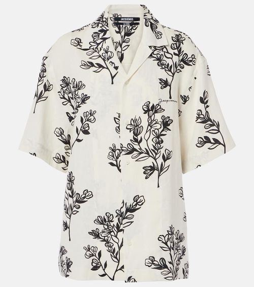 Jean floral linen bowling shirt