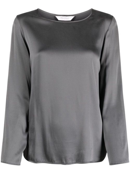 Max Mara Leisure round-neck satin blouse - Grey