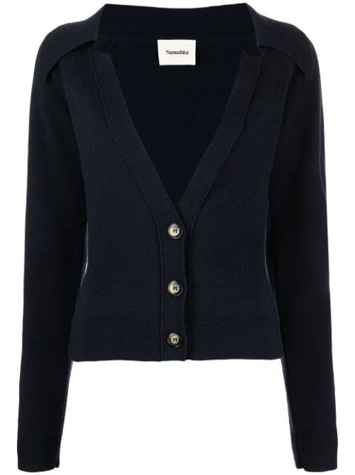 V-neck knit cardigan