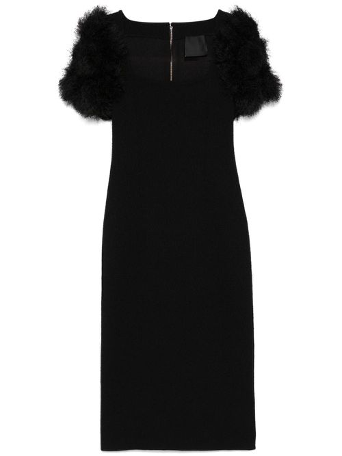 Pompom-detail midi dress - Black