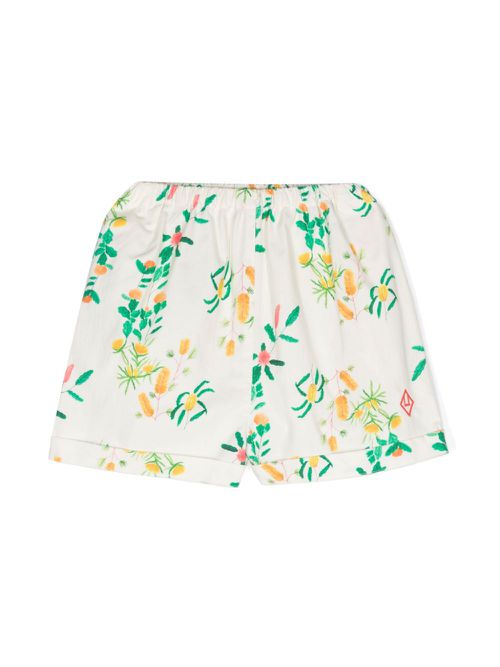 Bee floral-print cotton shorts - White