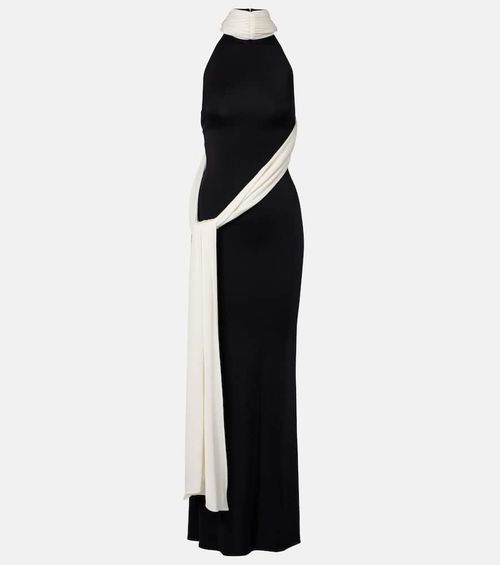Leia scarf-detail halterneck gown