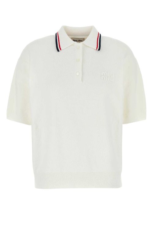 Stretch Terry Fabric Polo Shirt — White
