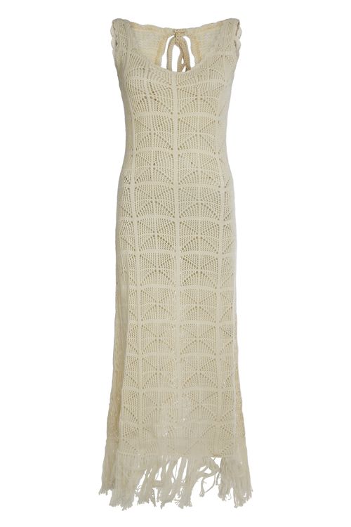 Cotton Sweater-Dress with Lace-Up Detail