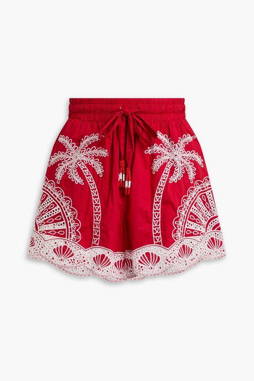 Embellished cotton shorts - Red - XS
