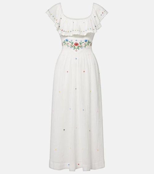 Ebony embroidered cotton midi dress