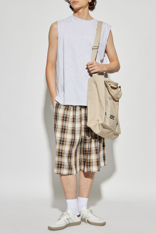 Acne Studios Plaid Pattern Shorts, Men's, Beige