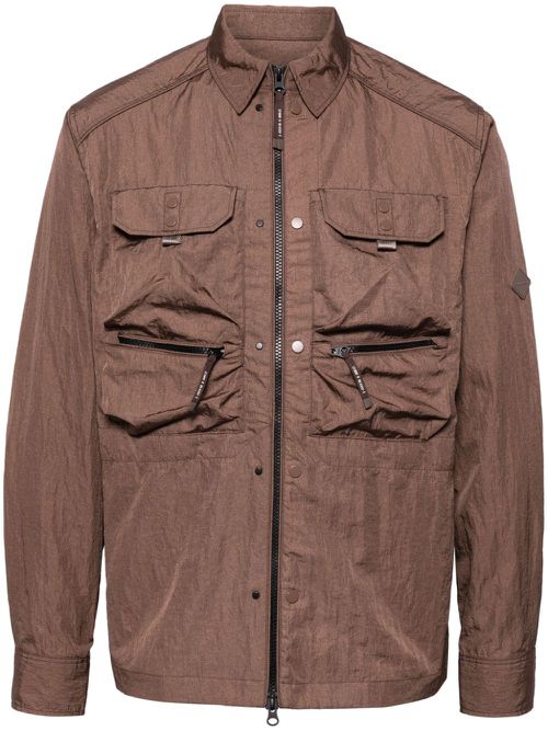 Crinkled shirt jacket - Brown