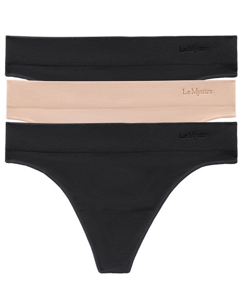 Women's Seamless Comfort Low-Rise Thong, 3-Pack - Black