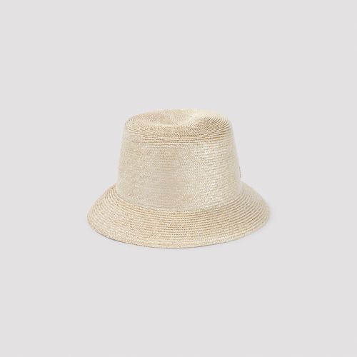 Chic Metallic Straw Hat with YSL Design